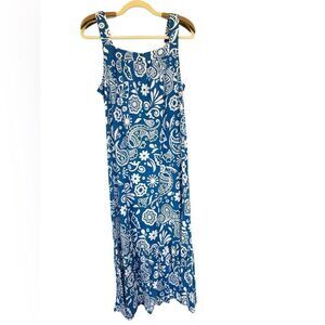 Koolaburra by UGG Jersey Tiered Sleeveless Lounge Blue Tropical Print Dress Sz L